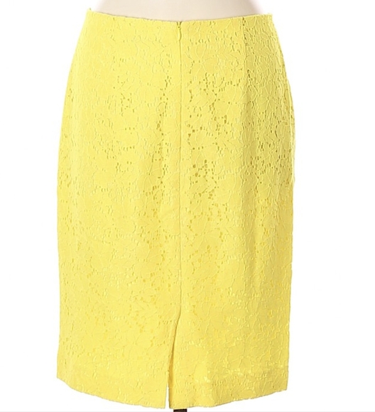 Ann Taylor Yellow Lace Pencil Skirt - Picture 2 of 6